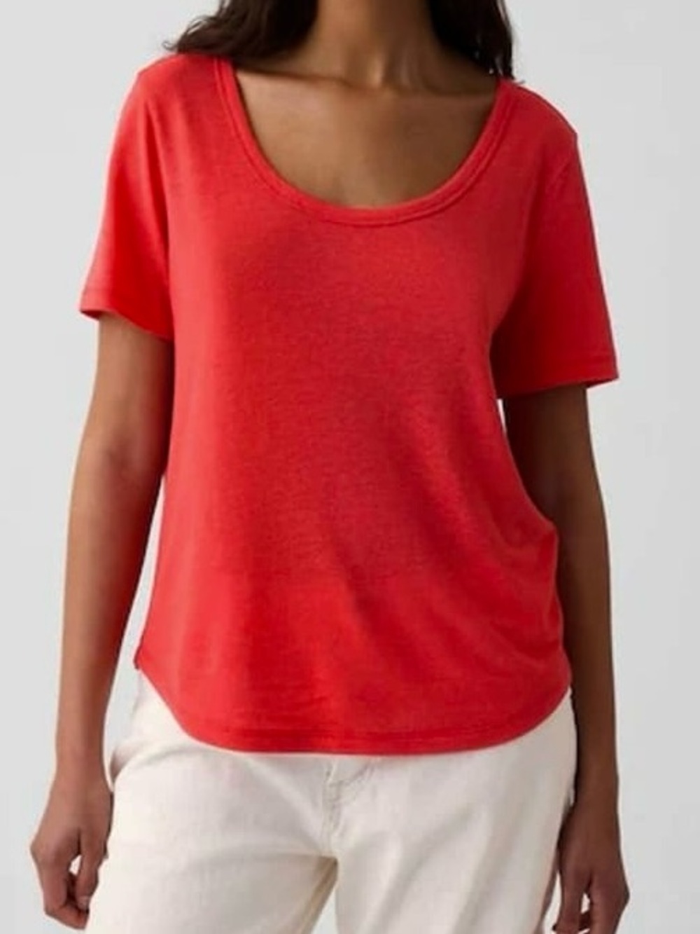 Gap Semi-Sheer Linen Blend Red Slouch Tee Size S